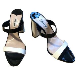 Miu Miu Bicolor Patent Slide Sandal
